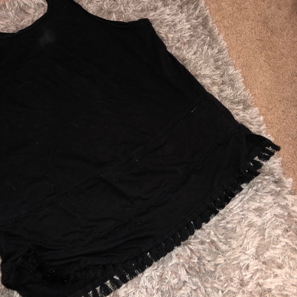 Old Navy Black Tank with cute fringe detail!